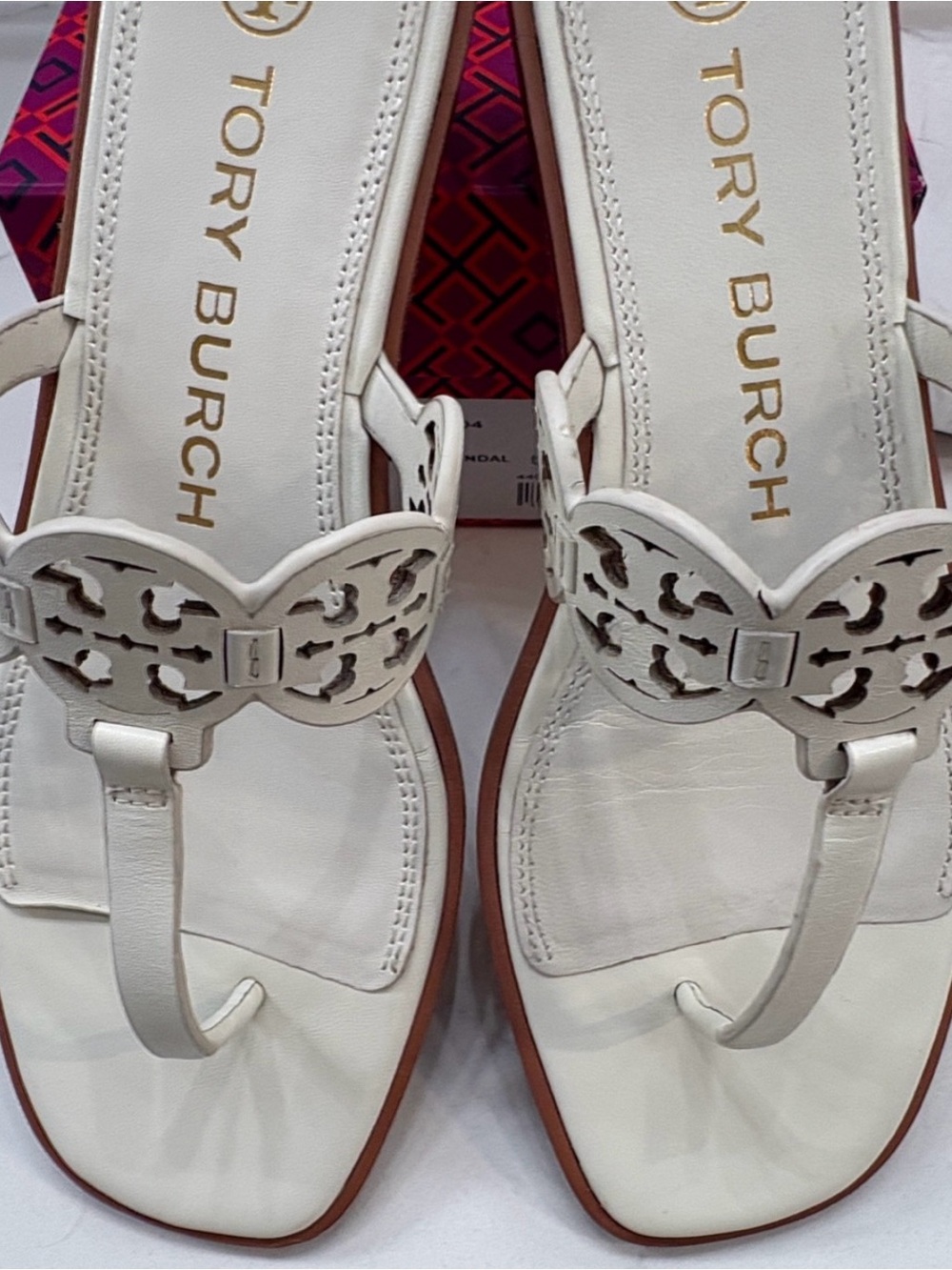 Tory Burch Tiny Miller Leather Sandal New Ivory Cream 8 Box Dust Bag Included